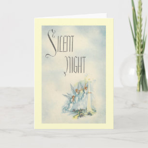 Tarjeta Festiva Vintage Christmas Silent Night Angels