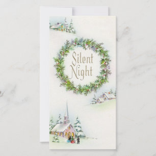 Tarjeta Festiva Vintage Christmas Silent Night Church