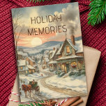 Tarjeta Festiva Vintage Christmas Snow Covered Festive Village<br><div class="desc">Retroceda en el tiempo con esta encantadora tarjeta de Navidad vintage,  mostrando una foto de un pueblo cubierto de nieve. La luz en la escena de una carreta tirada por caballos y hermosas coronas adornadas en las puertas,  evocando el calor de las celebraciones de las fiestas de moda.</div>