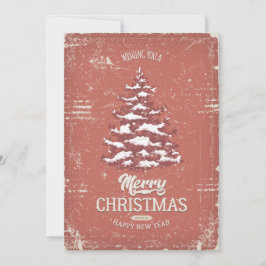 Tarjeta Festiva Vintage Christmas Snow Pine Tree Holiday Card