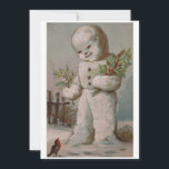 Tarjeta Festiva Vintage Christmas Snowman alimentando a Bird<br><div class="desc">Vintage Snowman alimentando a pájaro.</div>