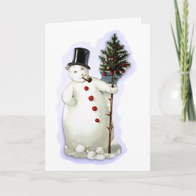 Tarjeta Festiva Vintage Christmas Snowman Card (Anverso)