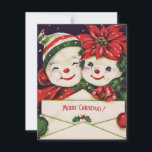 Tarjeta Festiva Vintage Christmas Snowman Couple<br><div class="desc">Vintage tarjeta de vacaciones de pareja de Snowman de Navidad.</div>