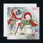 Tarjeta Festiva Vintage Christmas Snowman Couple con Regalos Holid<br><div class="desc">Vintage pareja de Snowman de Navidad con regalo de tarjeta de vacaciones.</div>