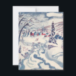 Tarjeta Festiva Vintage Christmas, Snowscape con Winter Village<br><div class="desc">Ilustracion Vintage Victorian Era Feliz Navidad navideña diseño de temporada de invierno con un pueblo nevado. Un río helado recorre el bosque,  los árboles están cubiertos de nieve y el hielo y las montañas están a lo lejos. ¡Felices fiestas y saludos de temporada!</div>