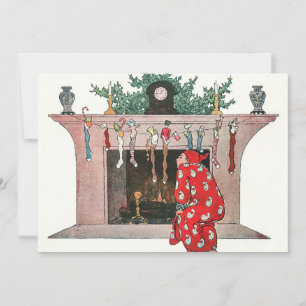 Tarjeta Festiva Vintage Christmas Socks and Gifts Holiday Card