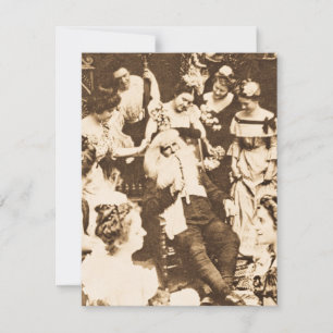 Tarjeta Festiva Vintage Christmas Stereoview Santa y las Damas