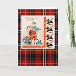 Tarjeta Festiva Vintage Christmas Terrier Dog For Child