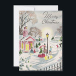 Tarjeta Festiva Vintage Christmas Town Winter Scene<br><div class="desc">Vintage Christmas Town Winter Scene Holiday Card.</div>