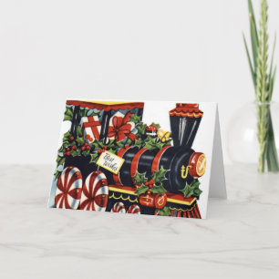 Tarjeta Festiva Vintage Christmas Train