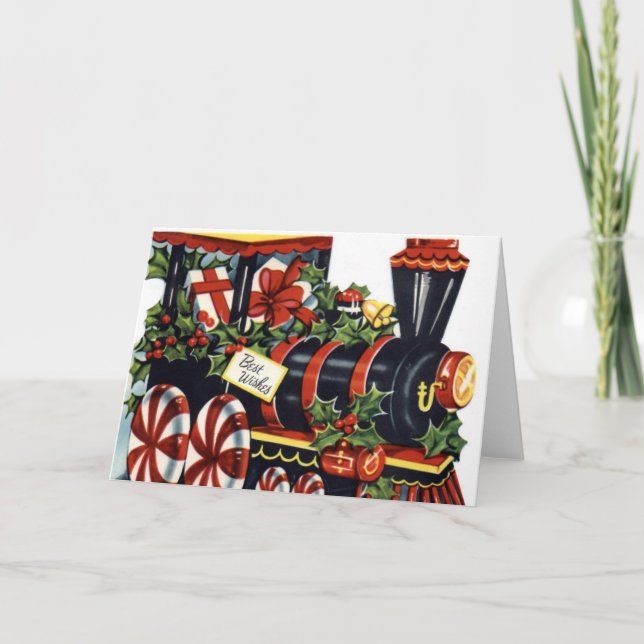 Tarjeta Festiva Vintage Christmas Train (Anverso)