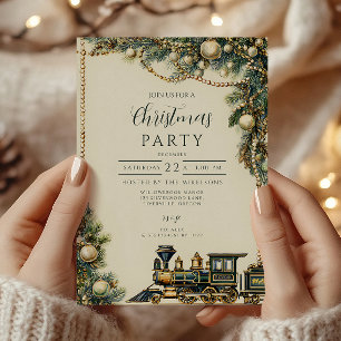 Tarjeta Festiva Vintage Christmas Train