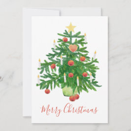 Tarjeta Festiva Vintage Christmas Tree with a Star & Heart Cookie