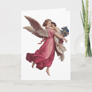 Tarjeta Festiva Vintage Christmas, Victorian Guardian Angel