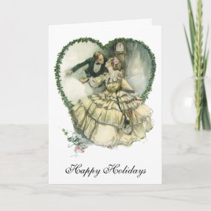 Tarjeta Festiva Vintage Christmas, Victorian Love and Romance