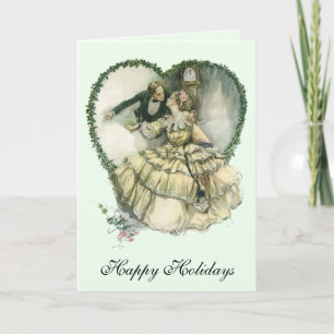 Tarjeta Festiva Vintage Christmas, Victorian Love and Romance