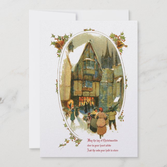 Tarjeta Festiva Vintage Christmas Village (Anverso)