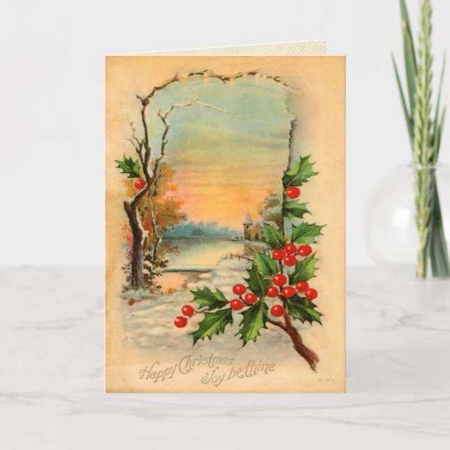 Tarjeta Festiva Vintage Christmas Winter Card (Anverso)