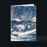 Tarjeta Festiva Vintage Christmas, Winter Snow Mountain Paisaje<br><div class="desc">Ilustracion de época Victorian Era Merry diseño navideño con un paisaje nevado de invierno. Árboles y montañas cubiertas de nieve con un pueblo a lo lejos al amanecer. ¡Felices fiestas y saludos de temporada!</div>