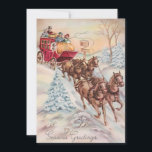Tarjeta Festiva Vintage Christmas Winter Stagecoach<br><div class="desc">Vintage Christmas Winter Stagecoach</div>