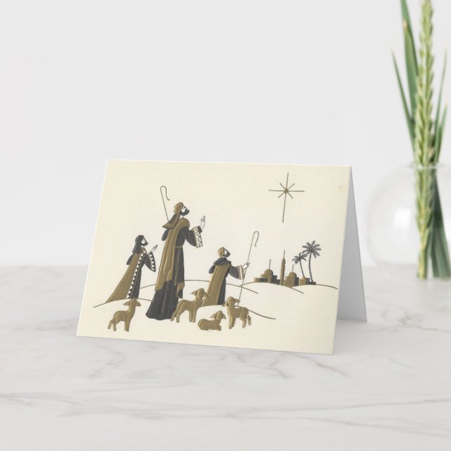 Tarjeta Festiva Vintage Christmas Wise Men (Anverso)
