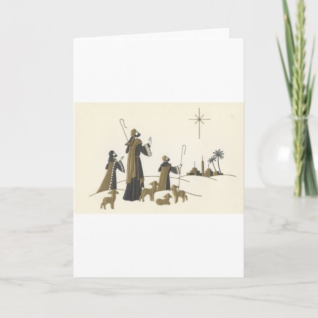 Tarjeta Festiva Vintage Christmas Wise Men (Anverso)