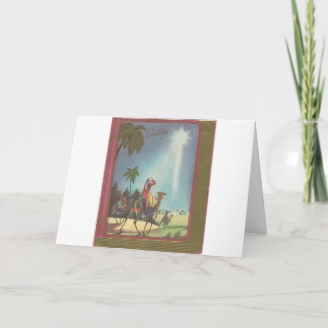 Tarjeta Festiva Vintage Christmas Wise Men (Anverso)