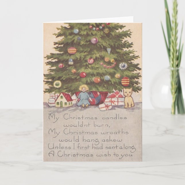 Tarjeta Festiva Vintage Christmas Wish (Anverso)