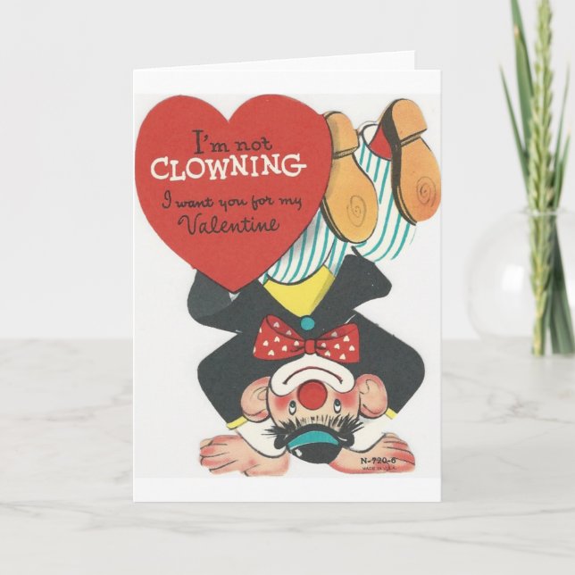 Tarjeta Festiva Vintage Circus Clown Valentine (Anverso)