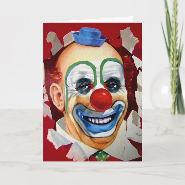 Tarjeta Festiva Vintage Circus Clowne Birday Card (Anverso)