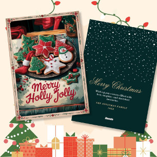 Tarjeta Festiva Vintage Classic Candy Cane Christmas Greetings