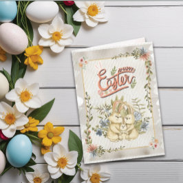 Tarjeta Festiva Vintage Classic Feliz Día de Pascua
