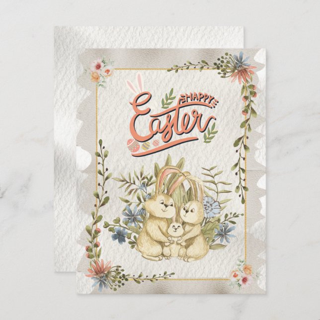 Tarjeta Festiva Vintage Classic Feliz Día de Pascua (Anverso / Reverso)