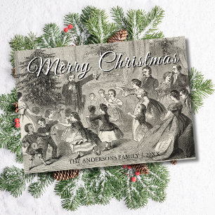 Tarjeta Festiva Vintage Classic Merry Christmas Homero