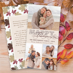 Tarjeta Festiva Vintage Classic Scrolls Happy Thankending 4 Photo