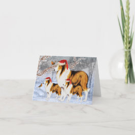 Tarjeta Festiva Vintage Collie Dog Navidades Card