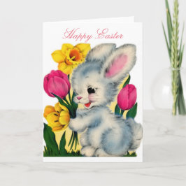 Tarjeta Festiva Vintage Conejo Conejo Conejo Conejo de Pascua de l
