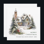 Tarjeta Festiva Vintage Country House Christmas Tree Corporate<br><div class="desc">Sorprende y trae alegría a los cercanos y hace que la celebración sea inolvidable. Para una mayor personalización,  haga clic en el enlace "personalizar adicional" y utilice nuestra herramienta de diseño para modificar esta plantilla.</div>