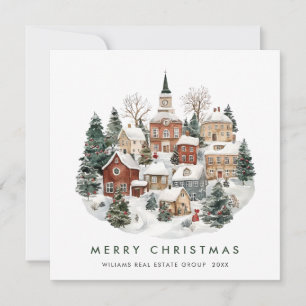 Tarjeta Festiva Vintage Country House Christmas Tree Corporate