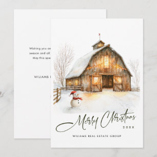 Tarjeta Festiva Vintage Country Navidades Barn Pine Tree Corporate