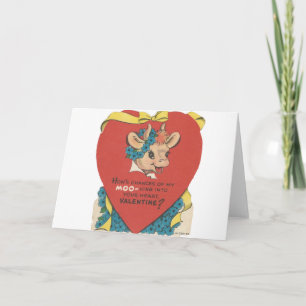 Tarjeta Festiva Vintage "Cow Moo" Valentine