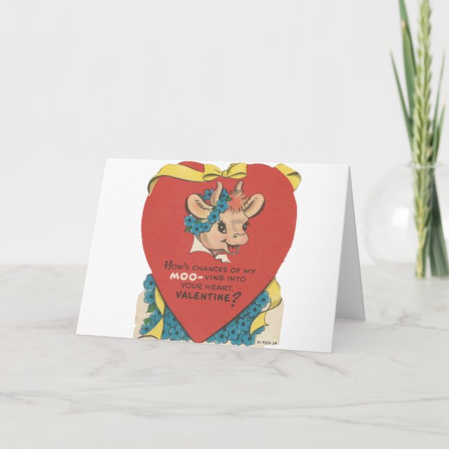 Tarjeta Festiva Vintage "Cow Moo" Valentine (Anverso)