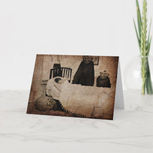 Tarjeta Festiva Vintage Creepe Boogeyman Halloween Card
