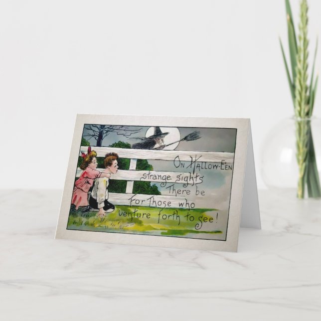 Tarjeta Festiva Vintage Creeping Halloween Wcard (Anverso)
