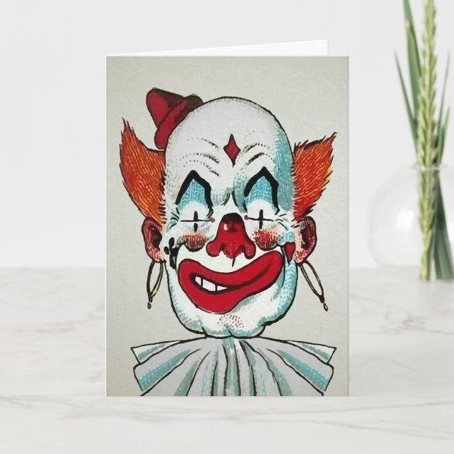 Tarjeta Festiva Vintage Creepy Clowday Card (Anverso)