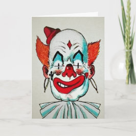 Tarjeta Festiva Vintage Creepy Clowday Card
