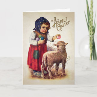 Tarjeta Festiva Vintage Creepy Girl Easter Card