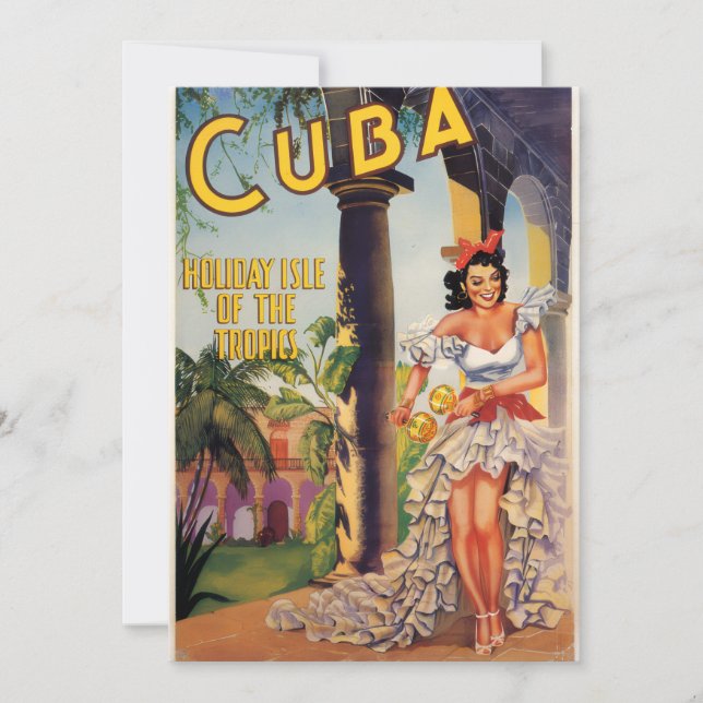 Tarjeta Festiva Vintage Cuban Tourist Commission Tropics Travel (Anverso)