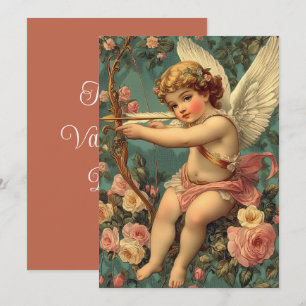 Tarjeta Festiva Vintage Cupid Valentine Day Holiday Card