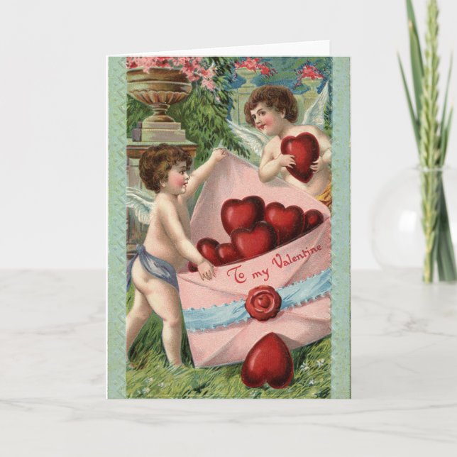 Tarjeta Festiva Vintage Cupids Valentine (Anverso)